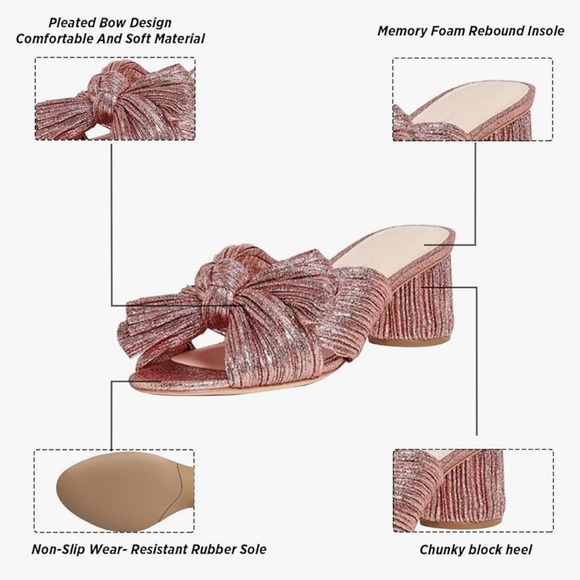 New Unused Pink Crinkle Bow Heels - 6.5 - Picture 3 of 9